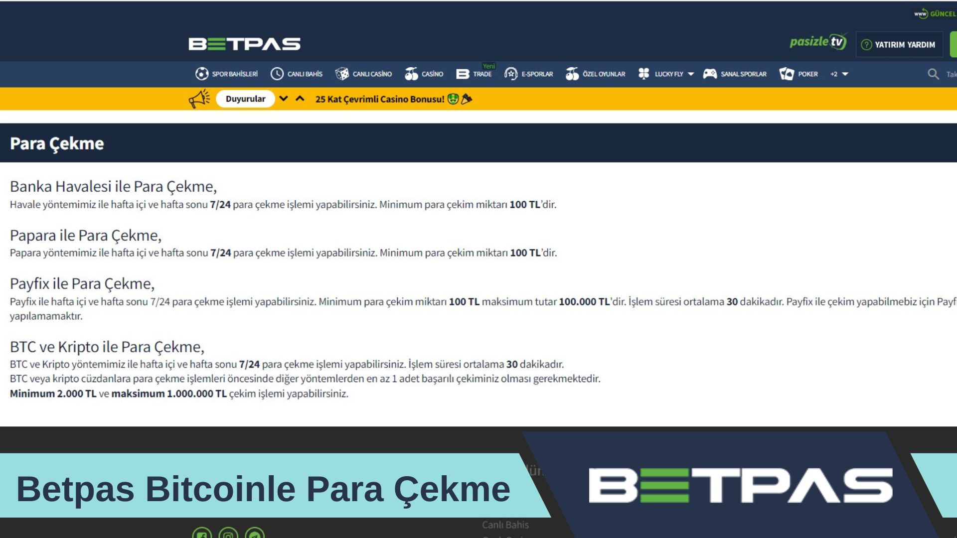 Betpas Bitcoinle Para Çekme