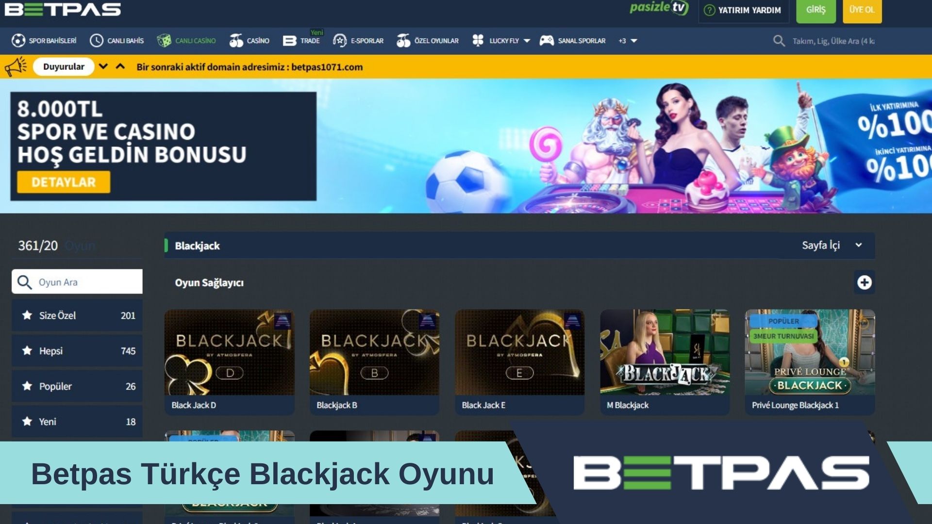 Betpas Türkçe Blackjack Oyunu